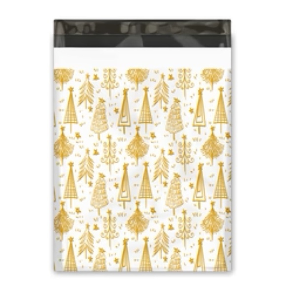 Gold Christmas Tree Poly Mailer’s 10x13 Pack of 25 - Picture 3 of 5